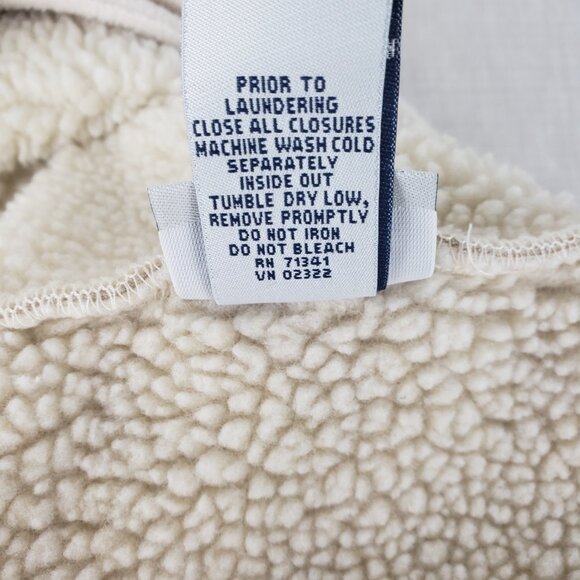 LL Bean Infant Bunting Sack 0-3 Mo Ivory Ultrasuede Sherpa Hi Pile Fleece Lined - Picture 6 of 6